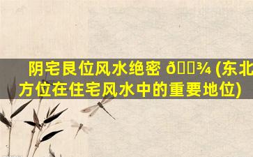 阴宅艮位风水绝密 🌾 (东北方位在住宅风水中的重要地位)
